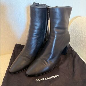 YSL Lou Leather Ankle Boots Size 37